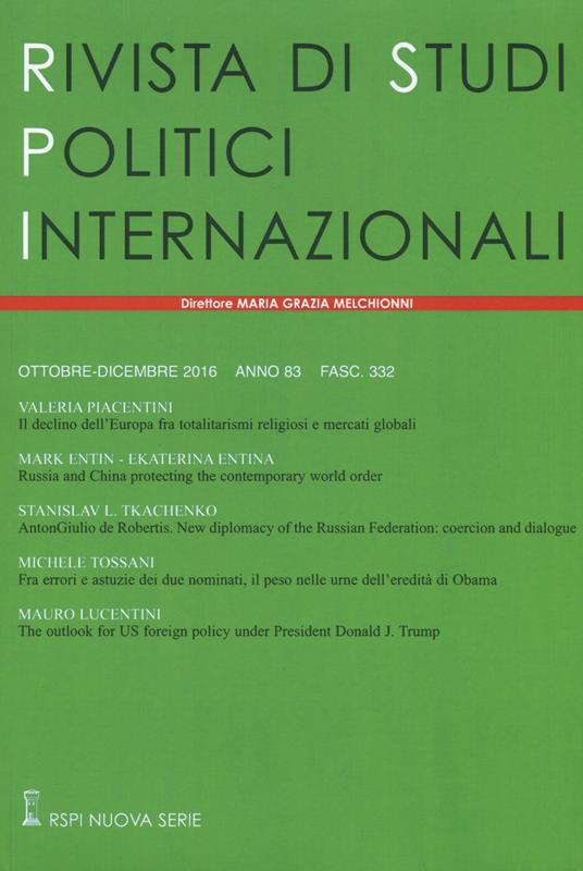 Rivista di studi politici internazionali (2016). Vol. 4 - copertina