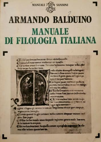 Manuale di filologia italiana - Armando Balduino - copertina