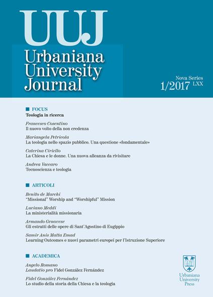 Urbaniana University Journal. Euntes Docete (2017). Vol. 1: Focus: Teologia in ricerca - copertina