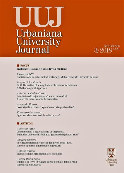 Urbaniana University Journal. Euntes Docete (2018). Vol. 3: Pastorale giovanile e stile di vita cristiana - copertina