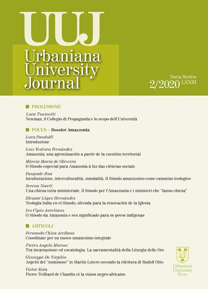 Urbaniana University Journal. Euntes Docete (2020). Vol. 2: Dossier Amazzonia. - Pasquale Bua,Serena Noceti,Luca Pandolfi - copertina