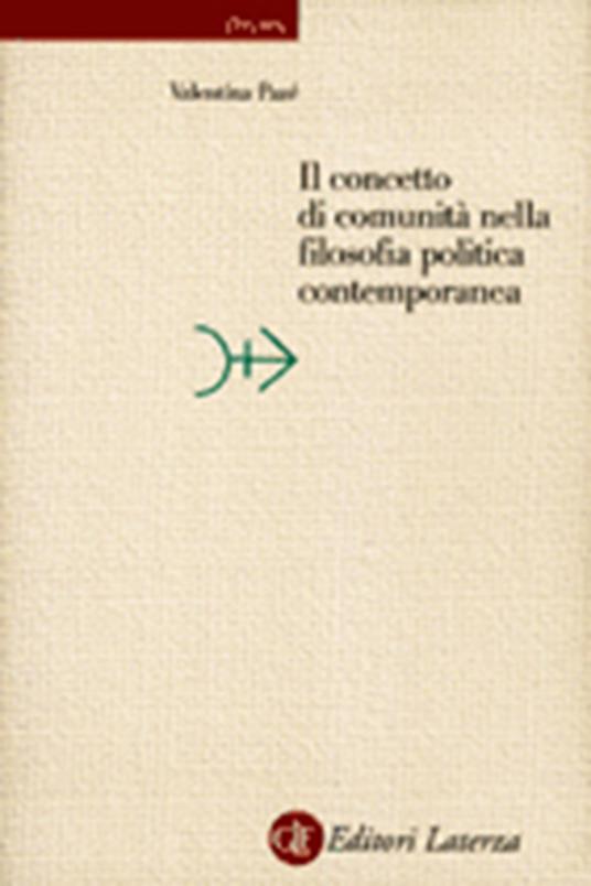 Il concetto di comunità nella filosofia politica contemporanea - Valentina Pazé - copertina