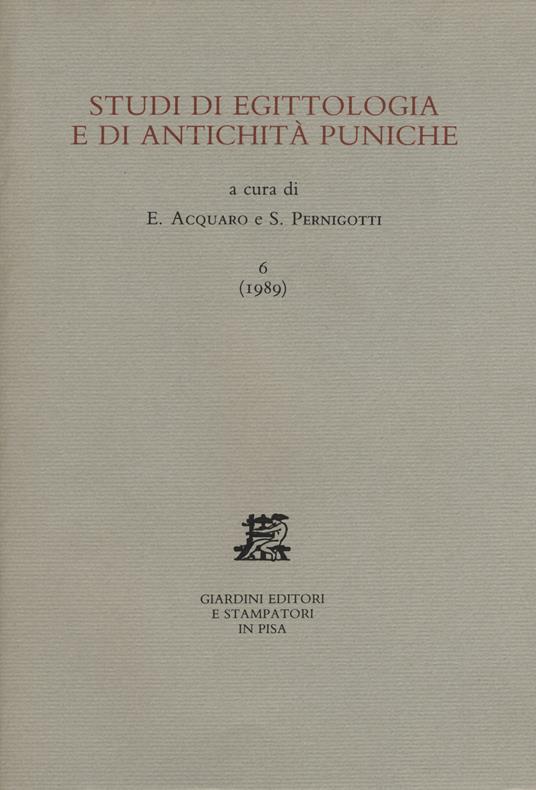 Studi di egittologia e antichità puniche. Vol. 6 - copertina