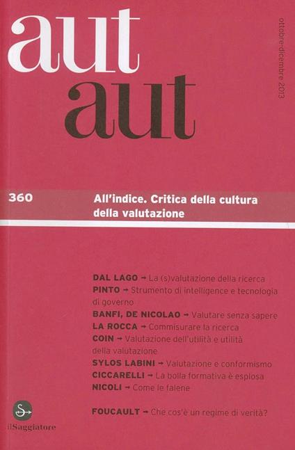 Aut aut. Vol. 360 - copertina