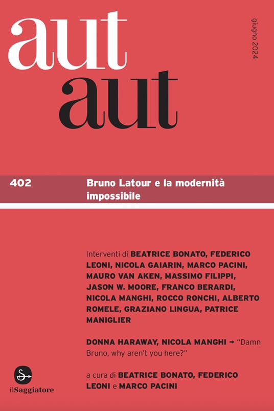 Aut aut. Vol. 402: Bruno Latour e la modernità impossibile - copertina