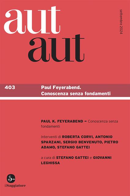 Aut aut. Vol. 403: Paul Feyerabend. Conoscenza senza fondamenti - copertina