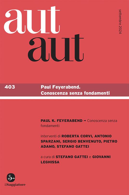 Aut aut. Vol. 403: Paul Feyerabend. Conoscenza senza fondamenti - copertina