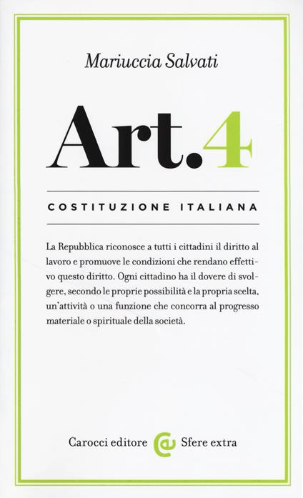 Costituzione italiana: articolo 4 -  Mariuccia Salvati - copertina