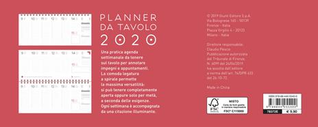 Calendario planner da tavolo 2020 - 2