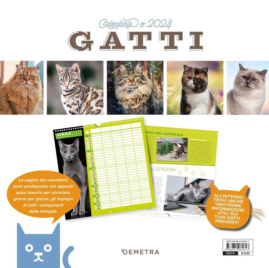 Calendario gatti 2024 - Demetra - Cartoleria e scuola