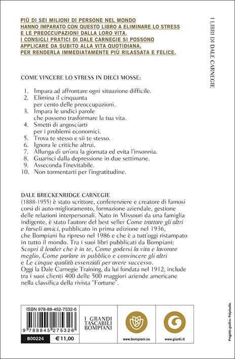 Come vincere lo stress e cominciare a vivere - Dale Carnegie - Libro -  Bompiani - I grandi tascabili