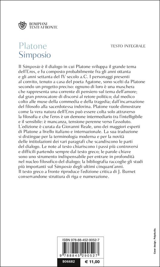 Simposio. Testo greco a fronte - Platone - Libro - Bompiani - Testi a fronte