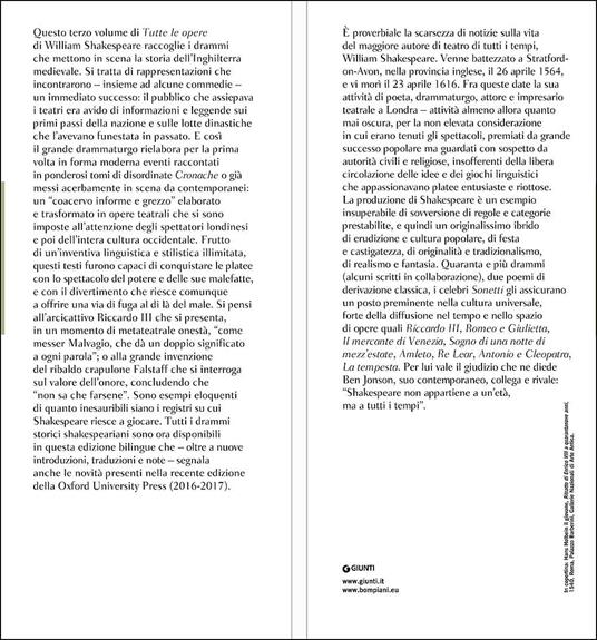 Tutte le opere. Testo inglese a fronte. Vol. 3: I drammi storici - William  Shakespeare - Libro - Bompiani - Classici della letteratura europea