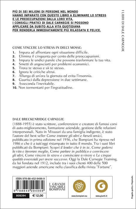 Come vincere lo stress e cominciare a vivere - Dale Carnegie - Libro -  Bompiani - Tascabili. Saggi