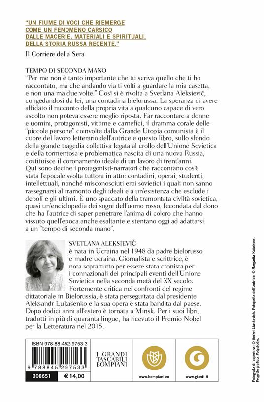 Tempo di seconda mano. La vita in Russia dopo il crollo del comunismo -  Svetlana Aleksievic - Libro - Bompiani - Varia. Straniera