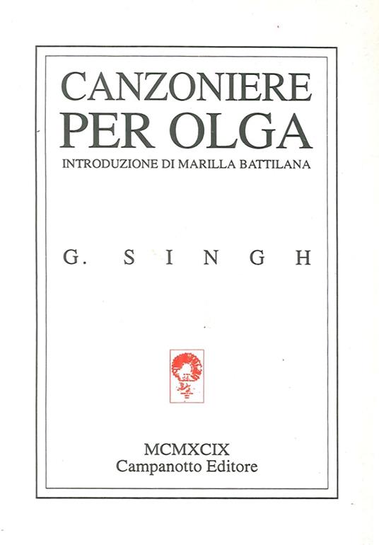 Canzoniere per Olga. Testo inglese a fronte - Ghan Singh - copertina