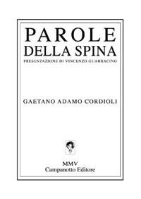 Parole della spina - Gaetano A. Cordioli - copertina