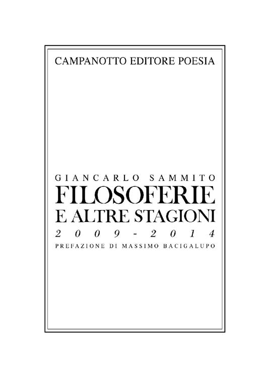 Filosoferie e altre stagioni 2009-2014 - Giancarlo Sammito - copertina