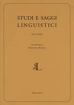 Studi e saggi linguistici (2016). Vol. 1