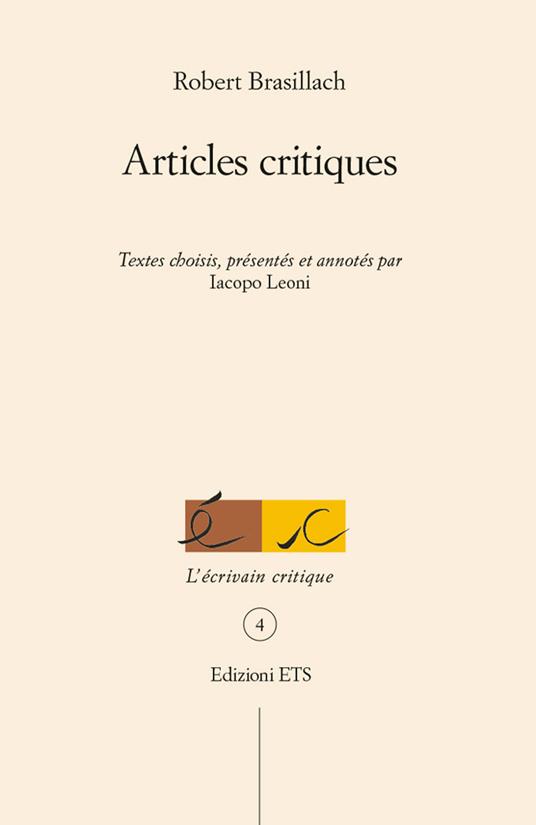 Articles critiques - Robert Brasillach - copertina