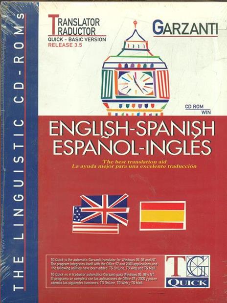 TG Quick versione 3.5. Traduttore Garzanti inglese-spagnolo, spagnolo-inglese. CD-ROM - copertina