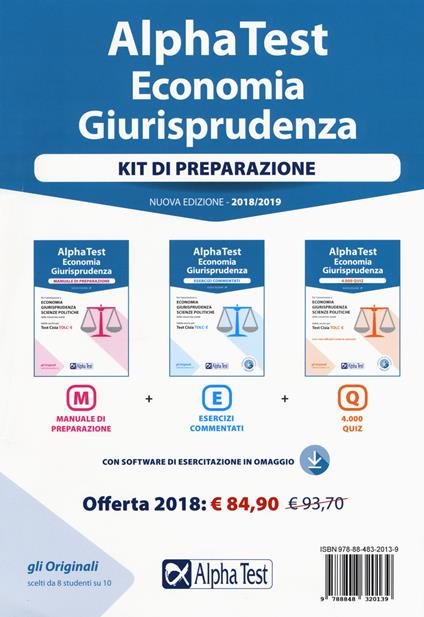 Alpha Test. Economia giurisprudenza. Kit di preparazione. Con Contenuto digitale per download e accesso on line - copertina