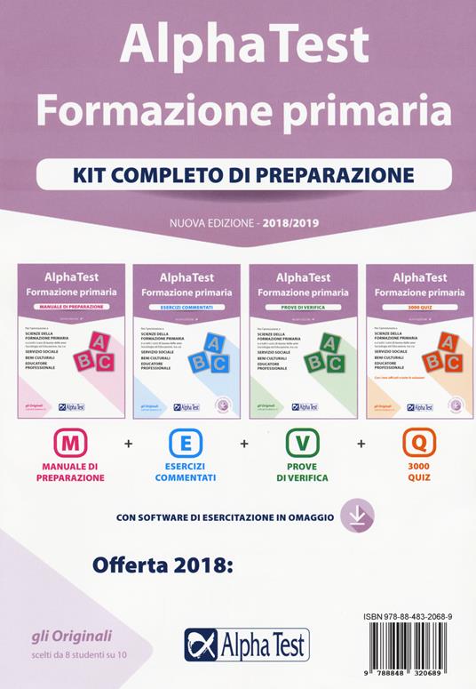 Alpha Test. Formazione primaria. Kit completo di preparazione. Nuova ediz. Con Contenuto digitale per download e accesso on line - Fausto Lanzoni,Giuseppe Vottari,Massimo Drago - copertina