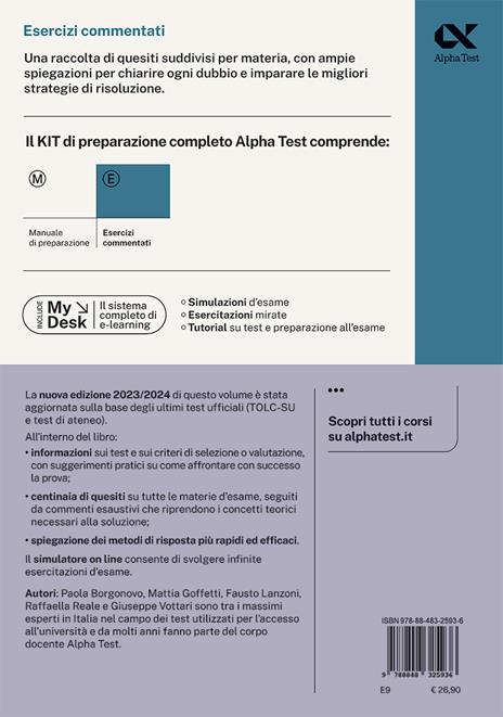 Alpha Test Lettere, Filosofia e Beni Culturali TOLC-SU. Esercizi commentati - Paola Borgonovo,Mattia Goffetti,Fausto Lanzoni - 2