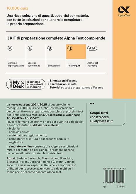 Alpha Test. Medicina. TOLC-MED. 10.000 quiz. Con MyDesk - Stefano Bertocchi,Massimiliano Bianchini,Stefania Provasi - 2