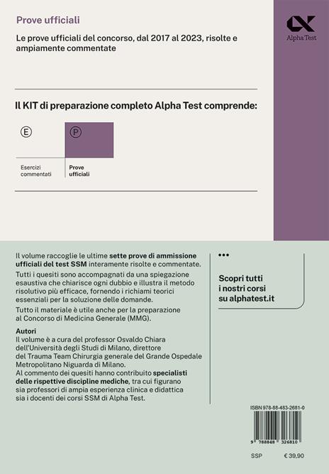 Alpha Test SSM. Le prove ufficiali  2017-2023 risolte e commentate - 2