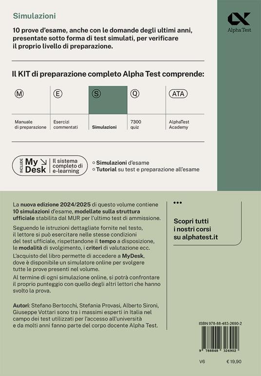 Alpha Test. Professioni sanitarie. Simulazioni. Ediz. MyDesk. Con Contenuto digitale per download e accesso on line - Stefano Bertocchi,Stefania Provasi,Alberto Sironi - 2