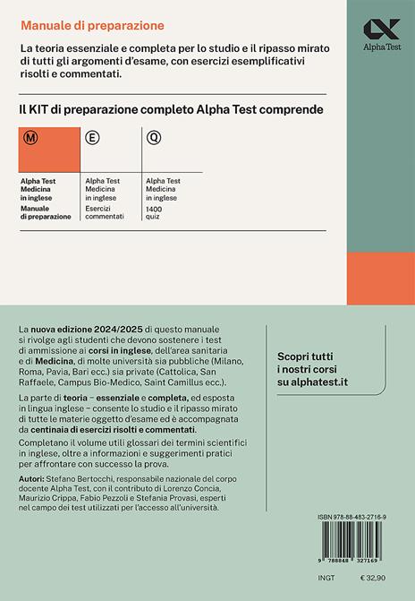 Alpha Test. Medicina in inglese. IMAT international medical admission test. Manuale di preparazione - Stefano Bertocchi - 2