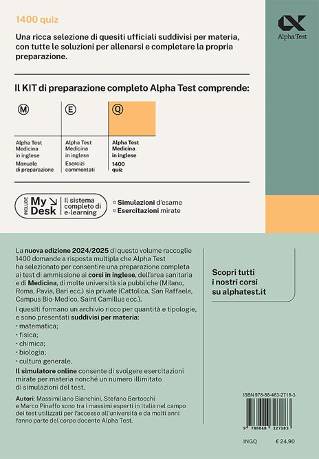 Alpha Test. Medicina Inglese IMAT. 1400 quiz. Ediz. MyDesk - Libro - Alpha  Test - TestUniversitari