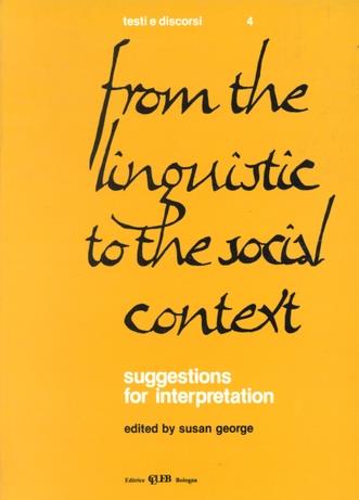 From the linguistic to the social context. Suggestion for interpretation - copertina