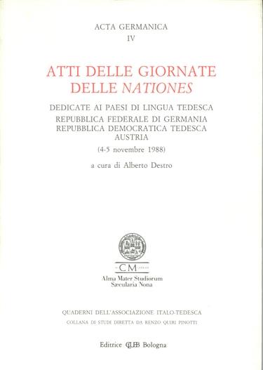 Atti delle Giornate delle Nationes dedicate ai paesi di lingua tedesca Repubblica Federale di Germania, Repubblica Democratica Tedesca - copertina