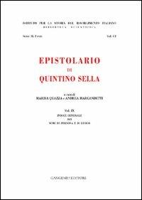 Epistolario di Quintino Sella. Indice generale dei nomi di persona e di luogo - copertina