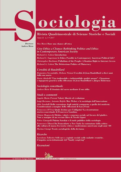 Sociologia. Rivista quadrimestrale di scienze storiche e sociali (2017). Vol. 3 - Richard A. Cohen,Dario Altobelli,Luigi Berzano,Andrea Bixio - ebook