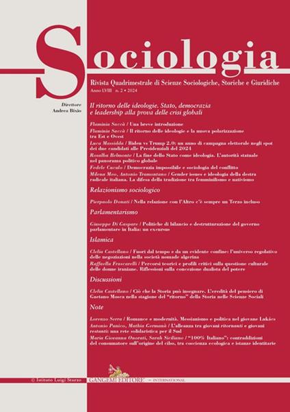 Sociologia. Rivista quadrimestrale di scienze storiche e sociali (2024). Vol. 2 - copertina