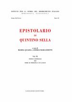 Epistolario di Quintino Sella. Indice generale dei nomi di persona e di luogo