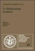 La dichiarazione recettizia