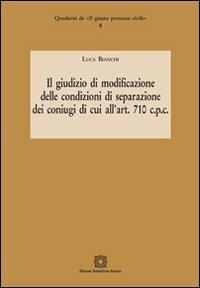 Il giudizio di modificazione delle condizioni di separazione dei coniugi di cui all'art. 710 c.p.c. - Luca Bianchi - copertina