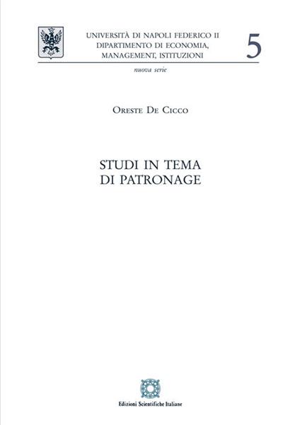 Studi in tema di patronage - Oreste De Cicco - copertina