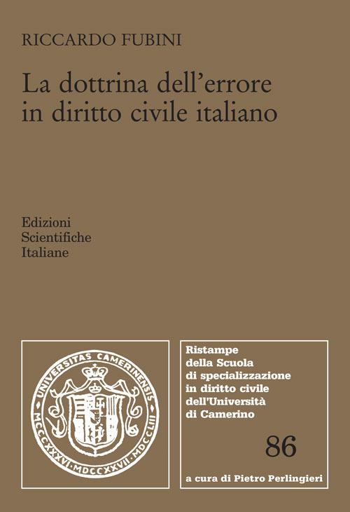 La dottrina dell'errore in diritto civile italiano - Riccardo Fubini - copertina