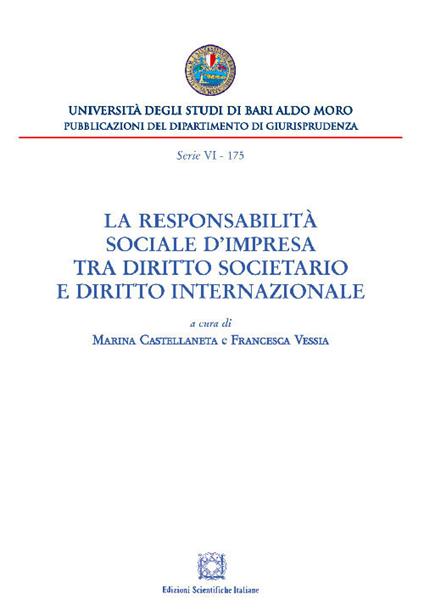 La responsabilità sociale d'impresa tra diritto societario e diritto internazionale - copertina