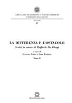 La differenza e l'ostacolo. Scritti in onore di Raffaele De Giorgi