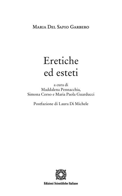 Eretiche ed esteti - Maria Del Sapio Garbero - copertina