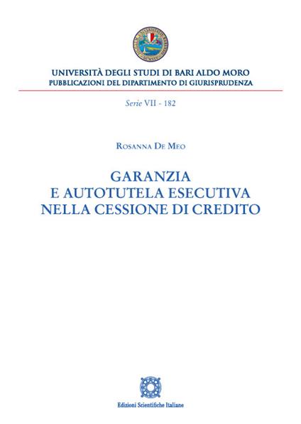 Garanzia e autotutela esecutiva nella cessione di credito - Rosanna De Meo - copertina