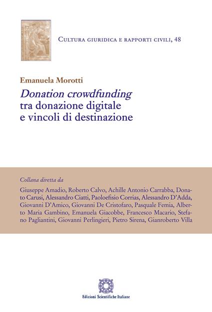 Donation crowdfunding tra donazione digitale e vincoli di destinazione - Emanuela Morotti - copertina