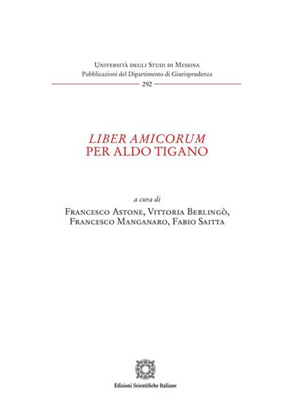 Liber amicorum per Aldo Tigano - copertina