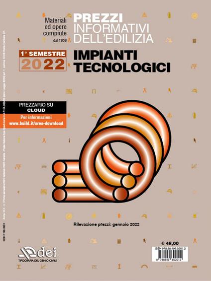 Prezzi informativi dell'edilizia. Impianti tecnologici. 1° semestre 2022 - copertina